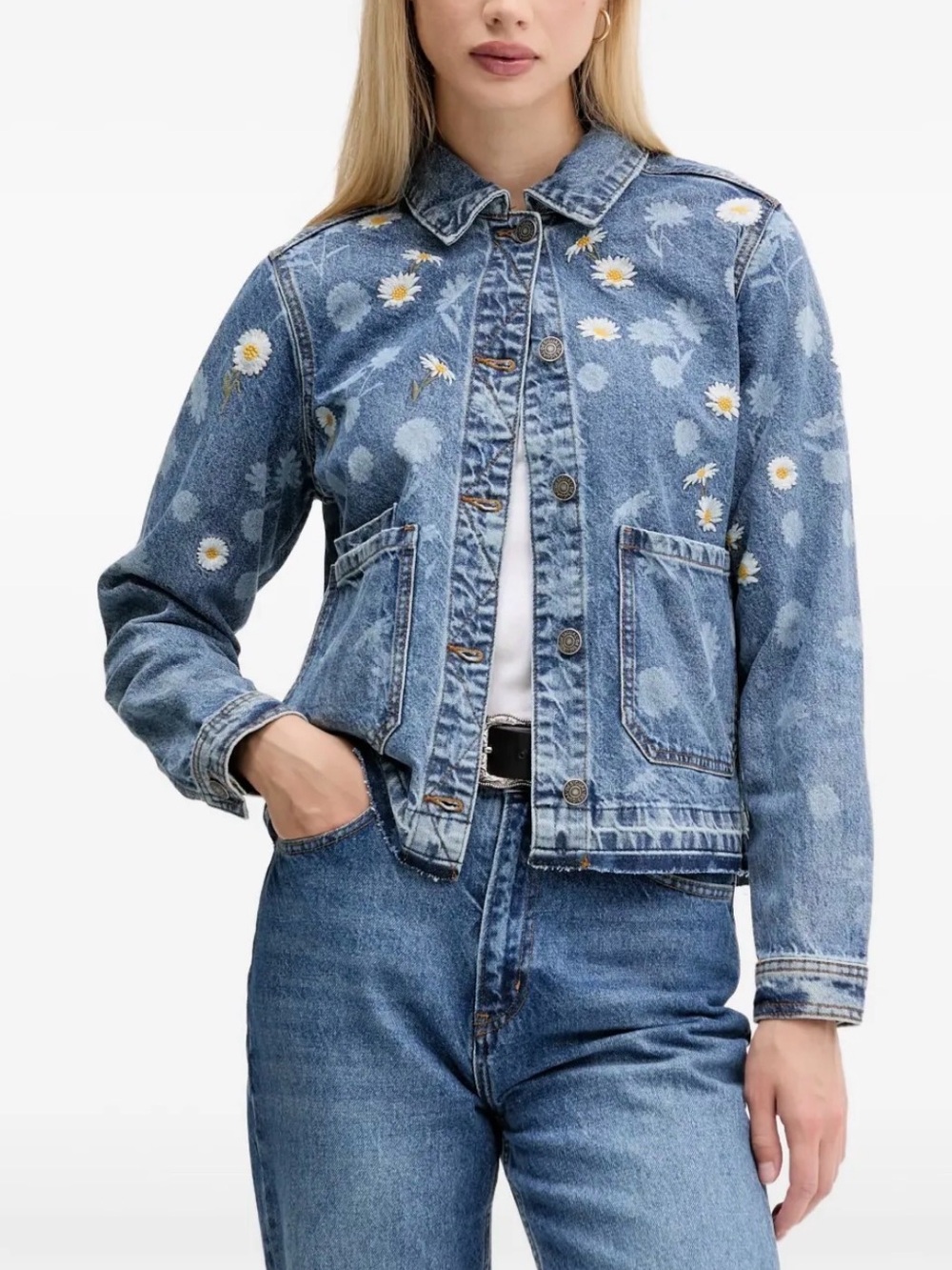 Denim Daisy Print Jacket